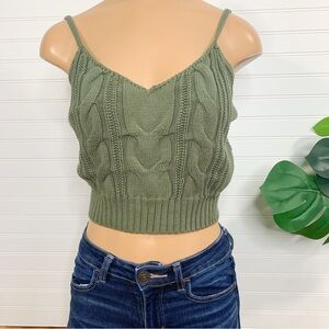 Stitch & Pine Elegant Knit Camisole in Green Size XL